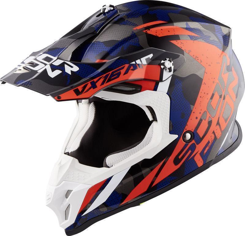 Шлем кроссовый SCORPION EXO VX-16 AIR WAKA Silver/Red/Blue